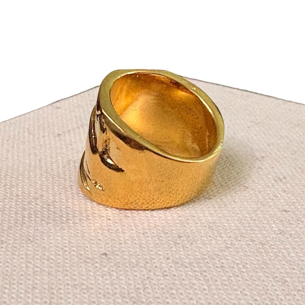 Gold Hammered Ring 24k Gold Plated Size 7 - Picture 5 of 8